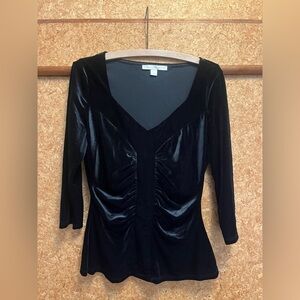 Boston Proper Elegant Black Velvet Top Size Medium Black